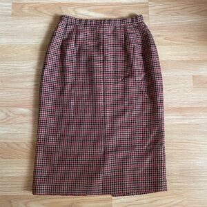 Vintage Pendleton Red and Black Houndstooth Wool Skirt